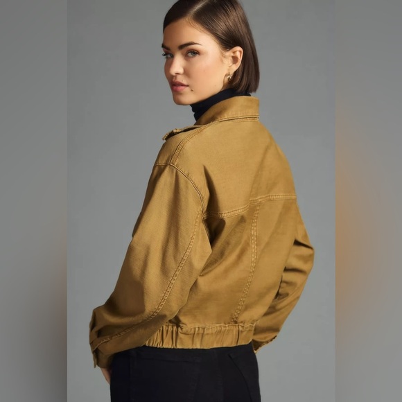 Pilcro X Anthropologie Utility Bomber Jacket Camel Tan Size Large capsule - Picture 2 of 15